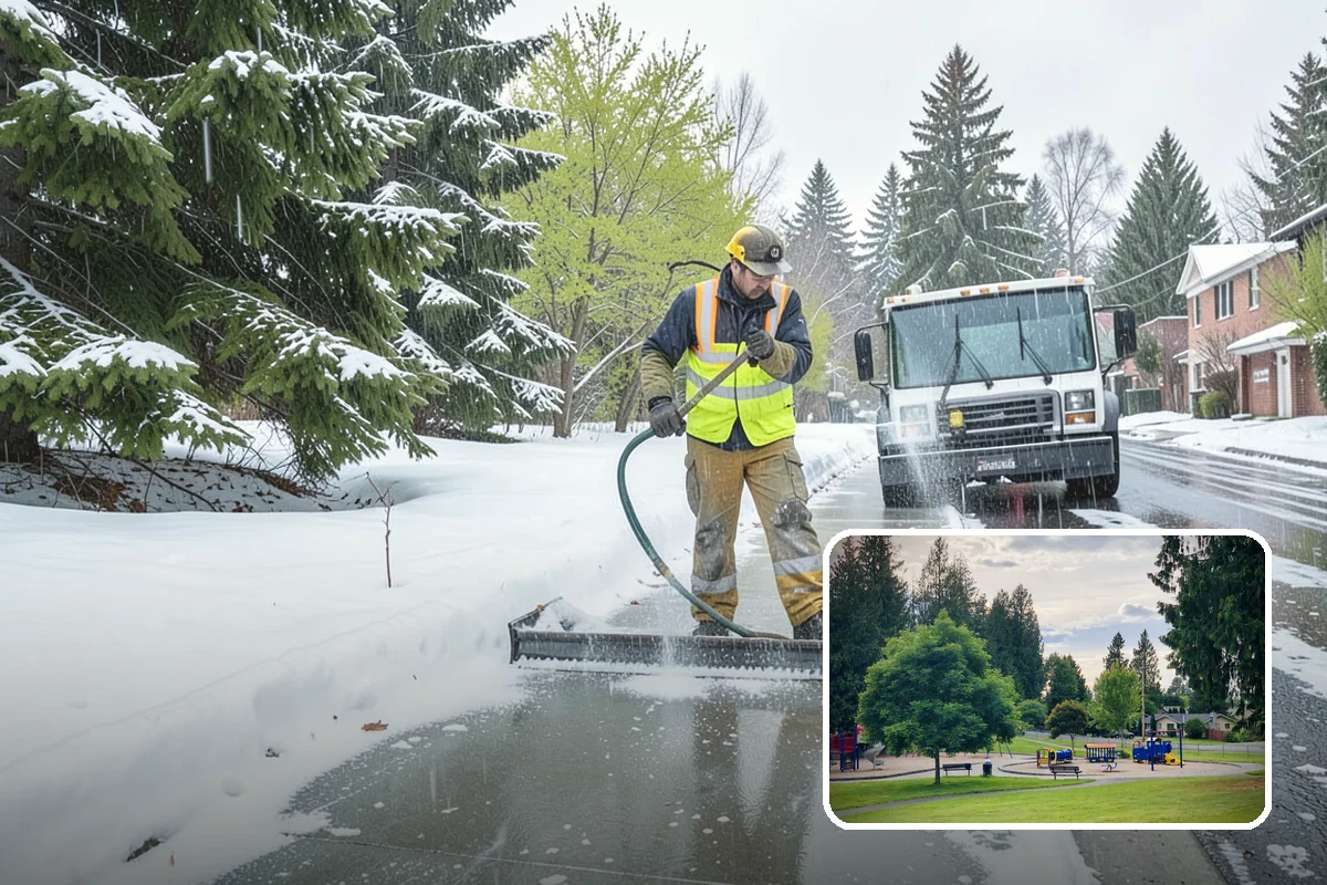 Distribution Center Snow Removal in Bonney Lake, Pierce County, WA - Trailer courts and dock approaches kept clear for 53-foot access