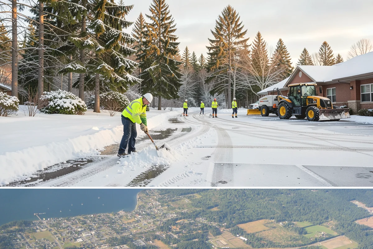 Distribution Center Snow Removal in Coupeville, Island County, WA - Peak demand runs December through February when lowland cold snaps ice over yards that stayed wet during the day.