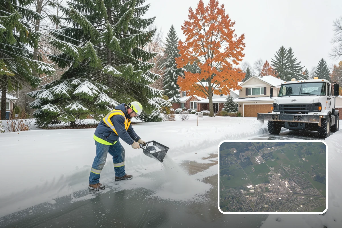 Distribution Center Snow Removal in Enumclaw, King County, WA - Trailer courts and dock approaches kept clear for 53-foot access