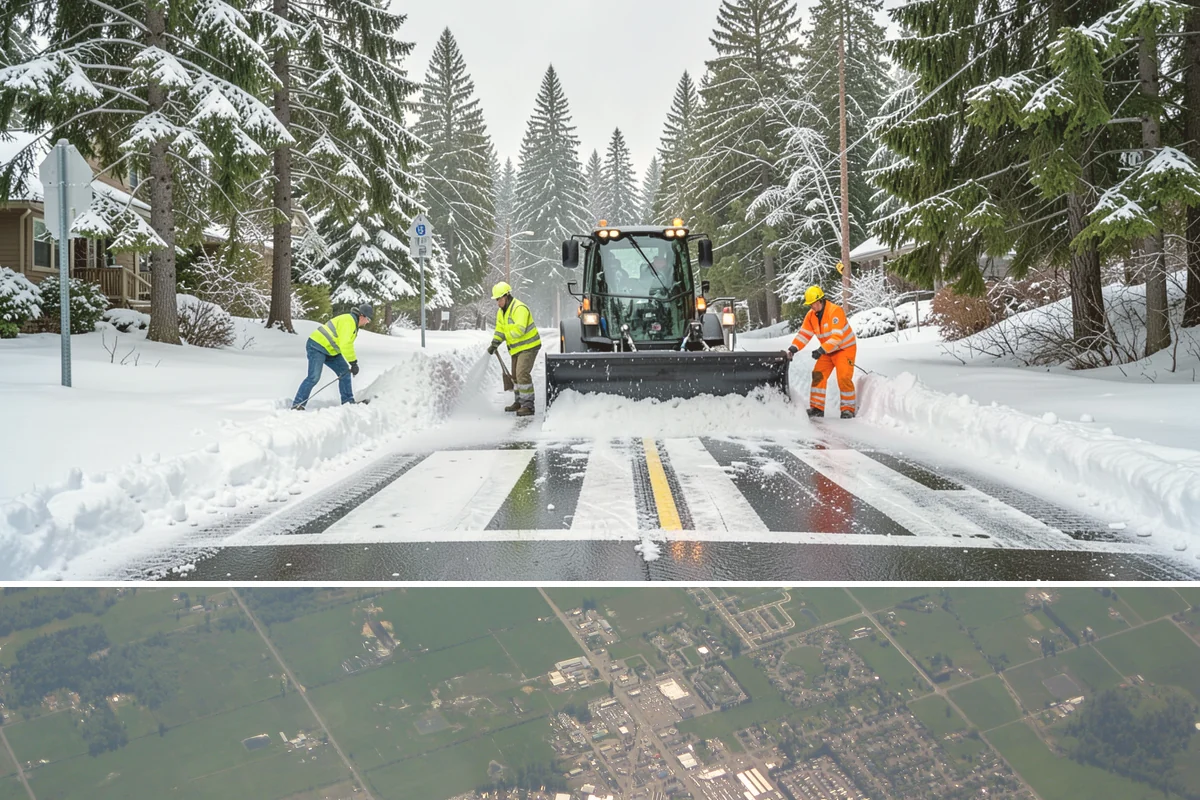 Distribution Center Snow Removal in Enumclaw, King County, WA - Peak demand runs December through February when lowland cold snaps ice over yards that stayed wet during the day.