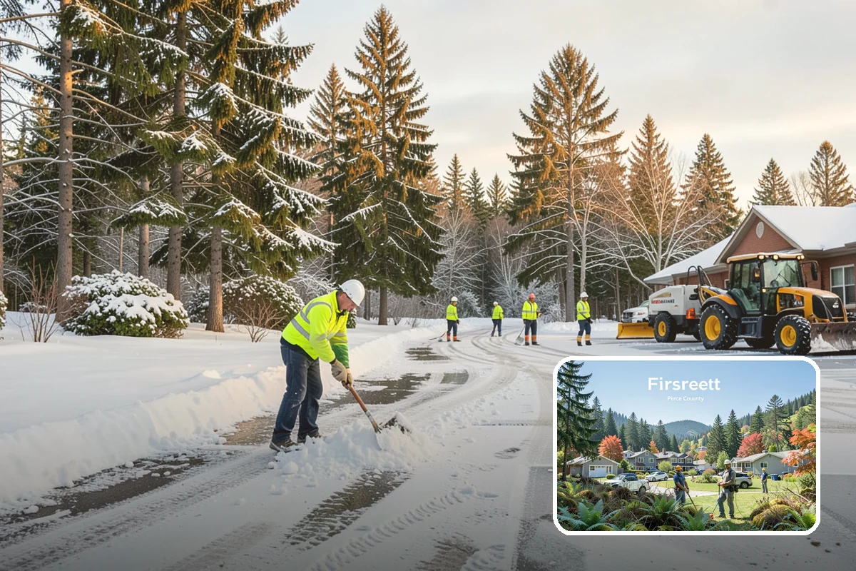 Distribution Center Snow Removal in Fircrest, Pierce County, WA - Trailer courts and dock approaches kept clear for 53-foot access