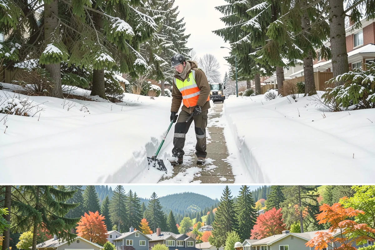 Distribution Center Snow Removal in Fircrest, Pierce County, WA - Peak demand runs December through February when lowland cold snaps ice over yards that stayed wet during the day.