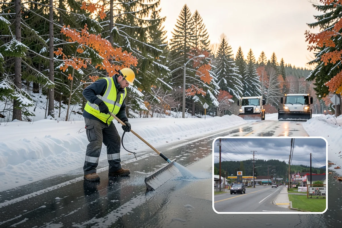 Distribution Center Snow Removal in Granite Falls, Snohomish County, WA - Trailer courts and dock approaches kept clear for 53-foot access
