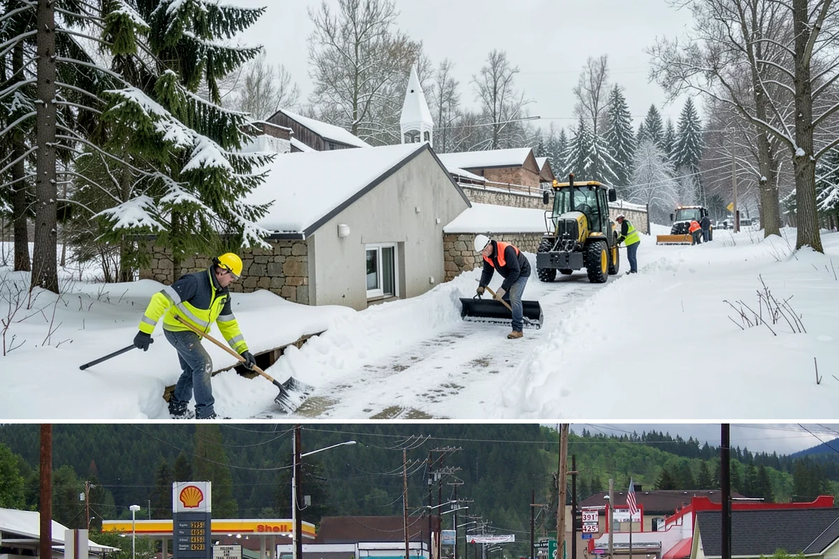 Distribution Center Snow Removal in Granite Falls, Snohomish County, WA - Peak demand runs December through February when lowland cold snaps ice over yards that stayed wet during the day.