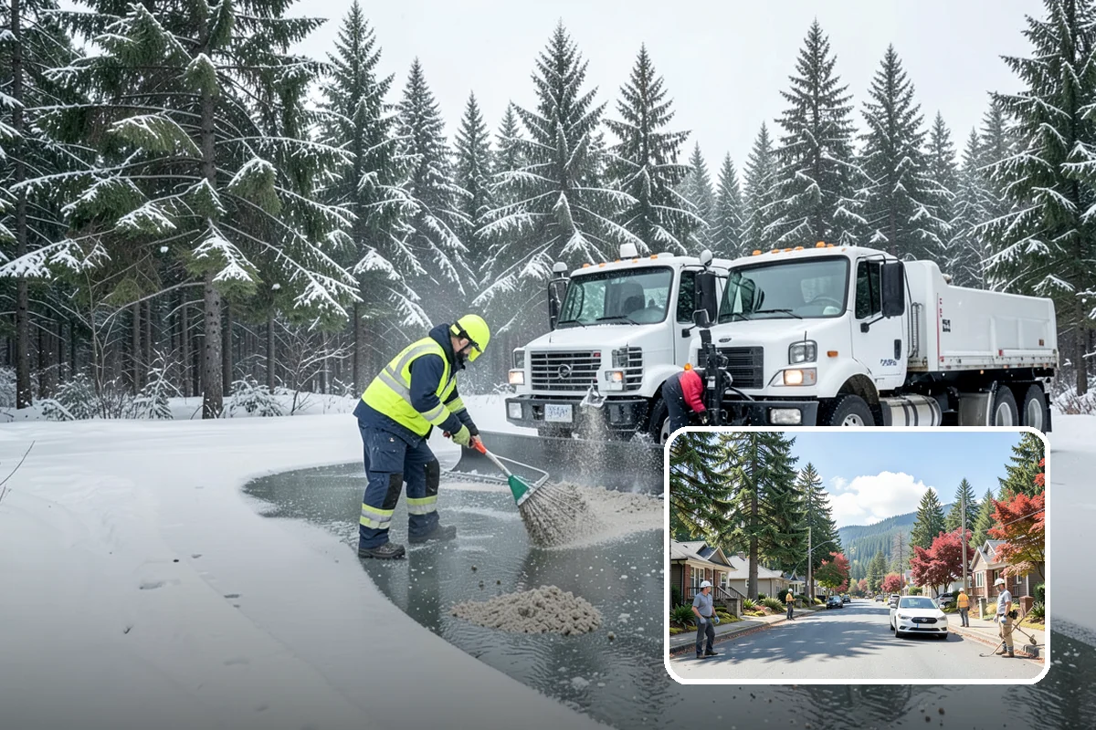 Distribution Center Snow Removal in Hunts Point, King County, WA - Trailer courts and dock approaches kept clear for 53-foot access
