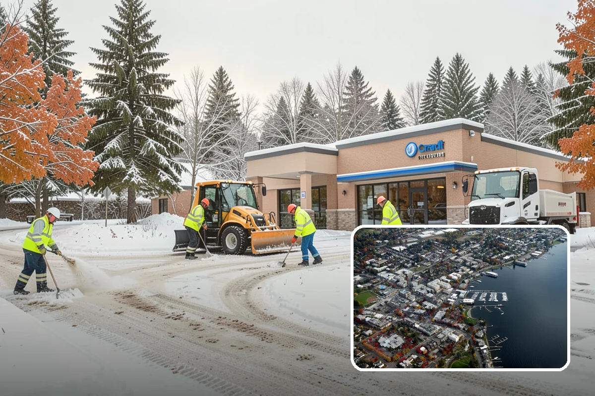 Distribution Center Snow Removal in Kirkland, King County, WA - Trailer courts and dock approaches kept clear for 53-foot access