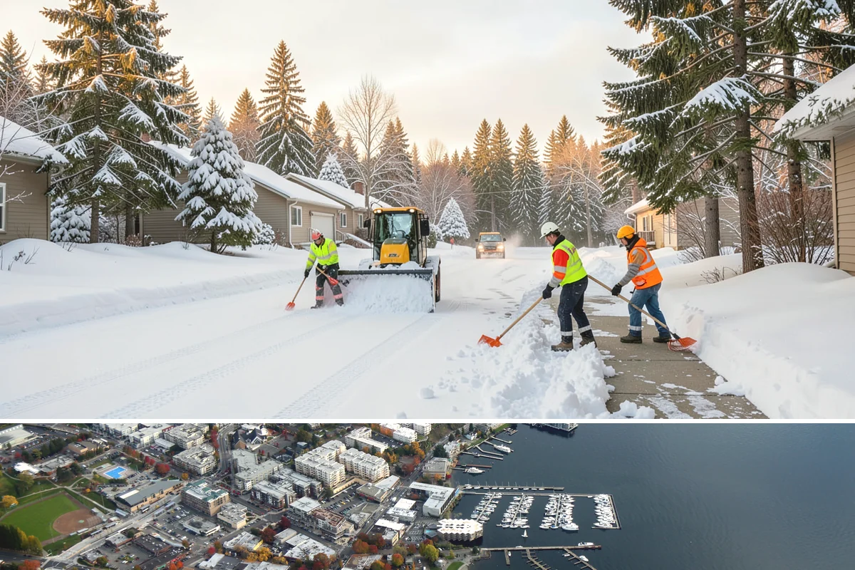 Distribution Center Snow Removal in Kirkland, King County, WA - Peak demand runs December through February when lowland cold snaps ice over yards that stayed wet during the day.