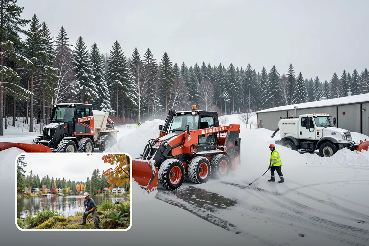 Distribution Center Snow Removal in La Conner, Skagit County, WA - Trailer courts and dock approaches kept clear for 53-foot access