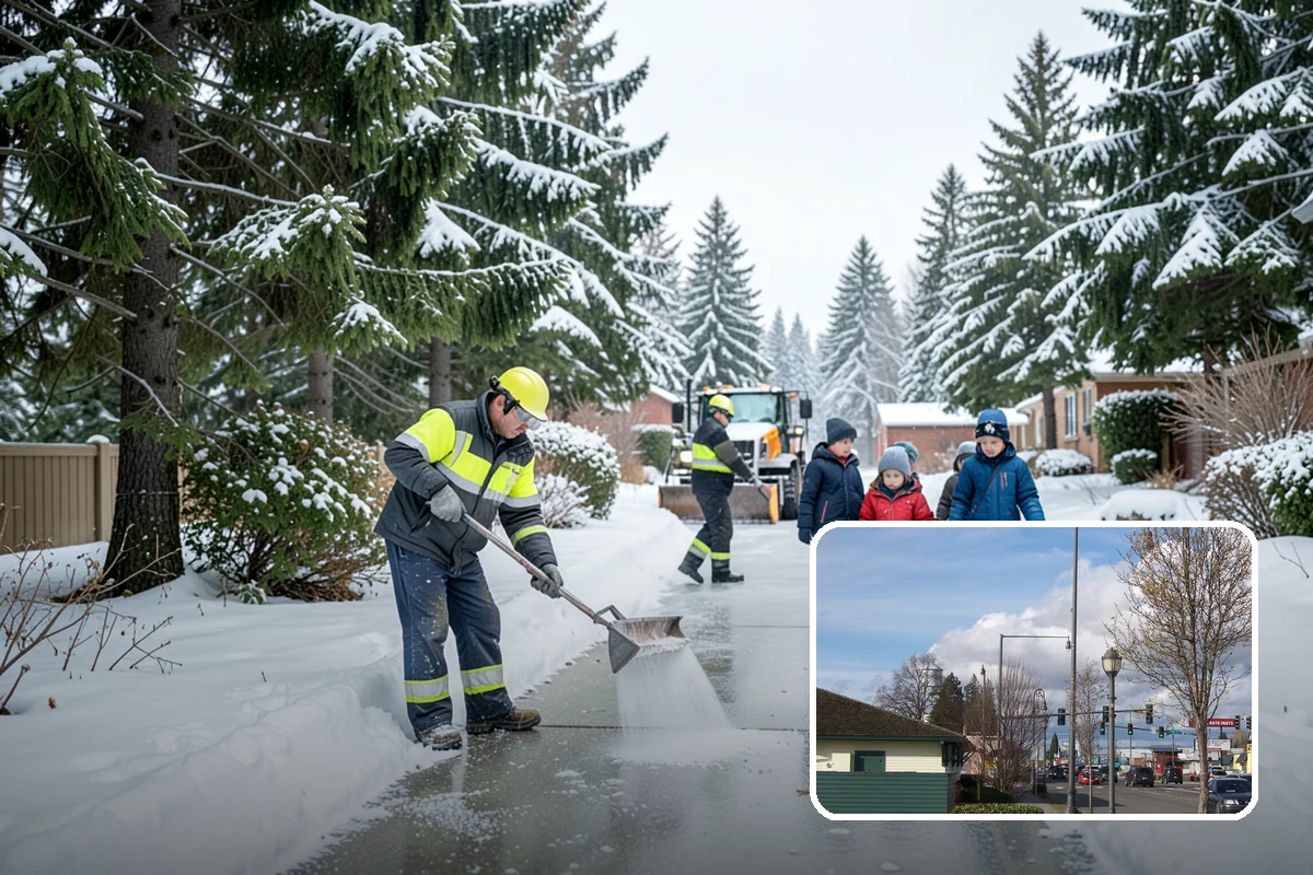 Distribution Center Snow Removal in Marysville, Snohomish County, WA - Trailer courts and dock approaches kept clear for 53-foot access