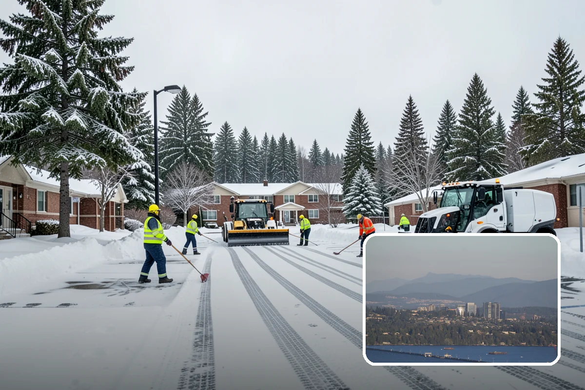 Distribution Center Snow Removal in Medina, King County, WA - Trailer courts and dock approaches kept clear for 53-foot access