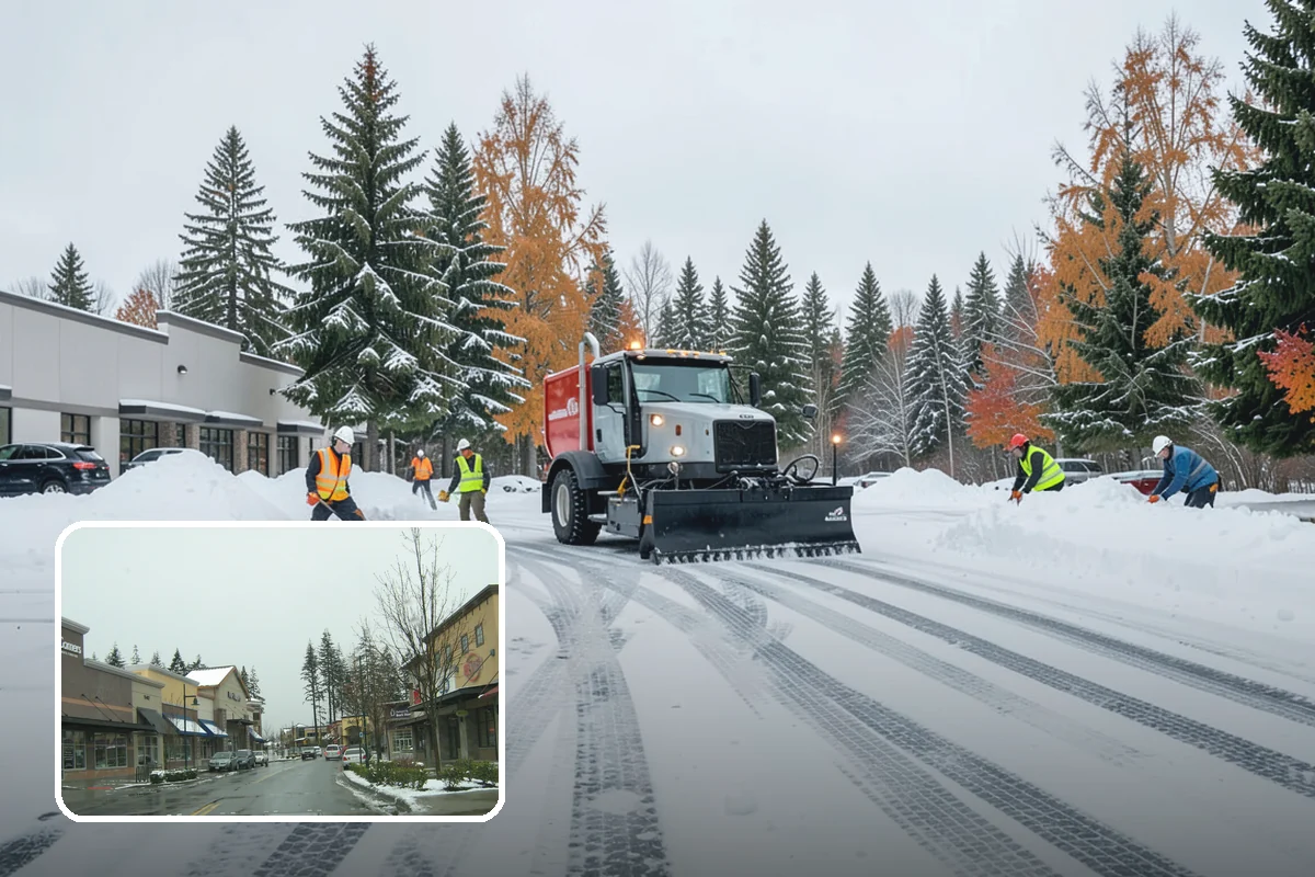 Distribution Center Snow Removal in Mill Creek, Snohomish County, WA - Trailer courts and dock approaches kept clear for 53-foot access