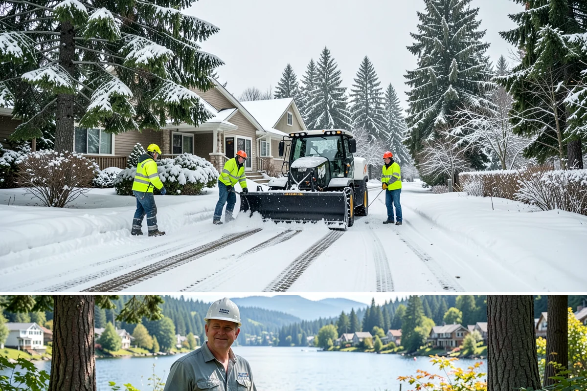 Distribution Center Snow Removal in Milton, King County, WA - Peak demand runs December through February when lowland cold snaps ice over yards that stayed wet during the day.