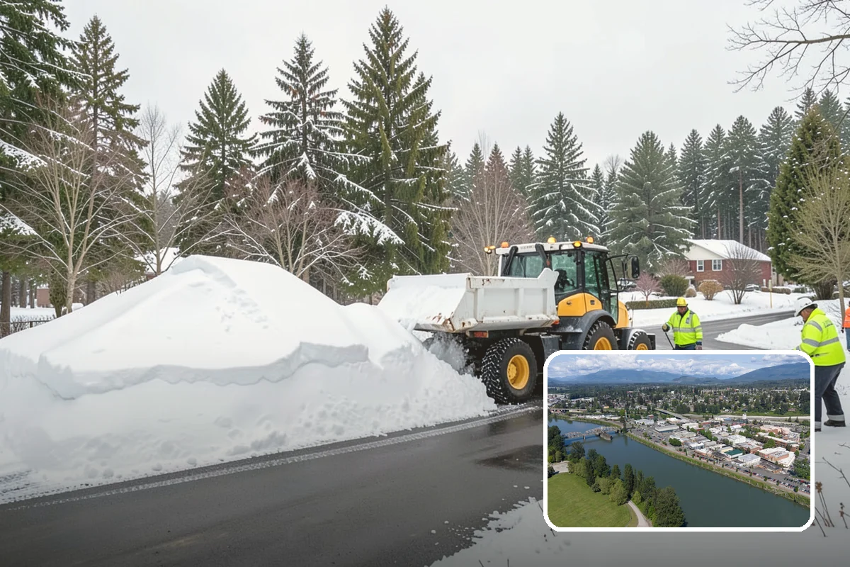 Distribution Center Snow Removal in Mount Vernon, Skagit County, WA - Trailer courts and dock approaches kept clear for 53-foot access