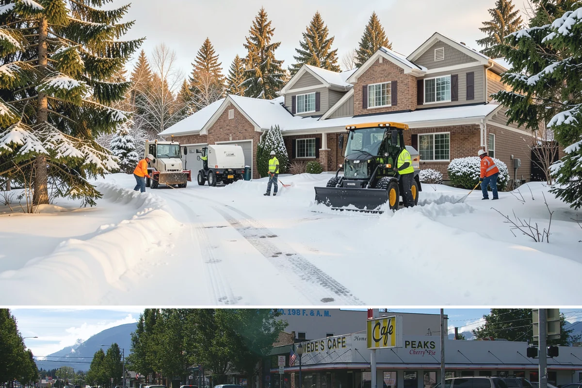 Distribution Center Snow Removal in North Bend, King County, WA - Peak demand runs December through February when lowland cold snaps ice over yards that stayed wet during the day.