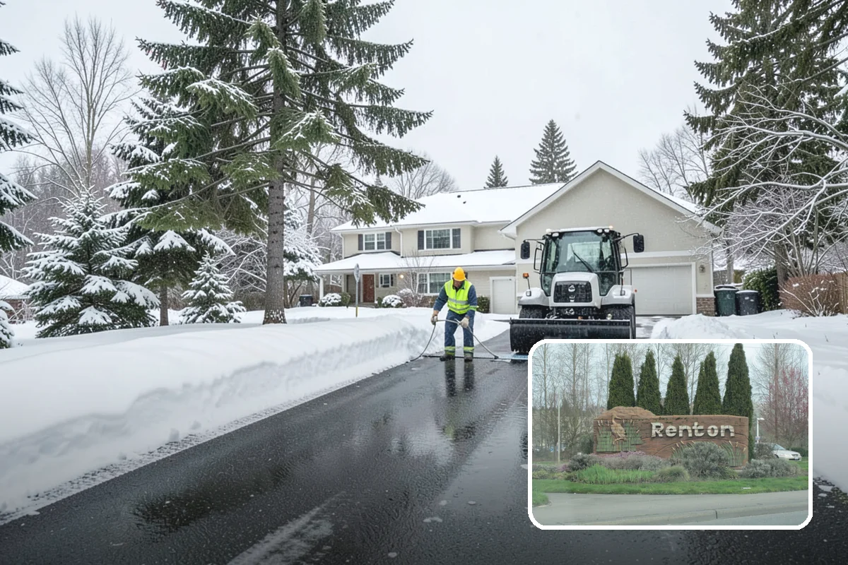 Distribution Center Snow Removal in Renton, King County, WA - Trailer courts and dock approaches kept clear for 53-foot access