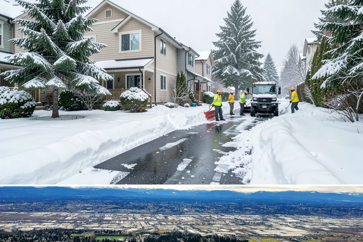 Distribution Center Snow Removal in SeaTac, King County, WA - Peak demand runs December through February when lowland cold snaps ice over yards that stayed wet during the day.