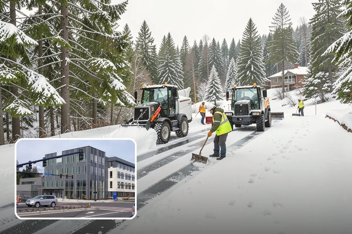 Distribution Center Snow Removal in Shoreline, King County, WA - Trailer courts and dock approaches kept clear for 53-foot access