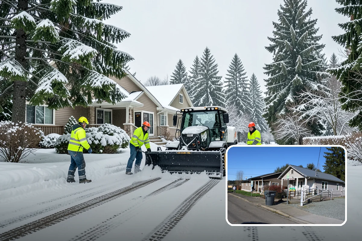 Distribution Center Snow Removal in South Prairie, Pierce County, WA - Trailer courts and dock approaches kept clear for 53-foot access