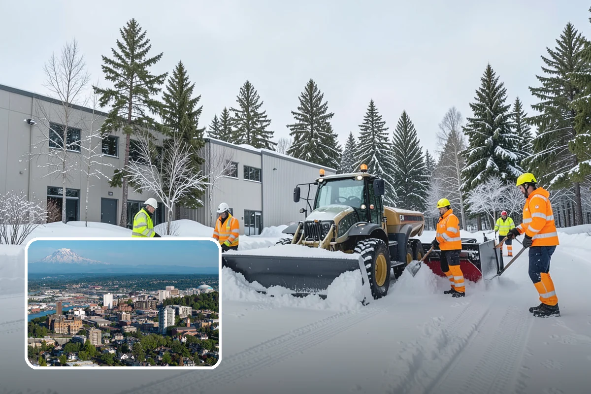 Distribution Center Snow Removal in Tacoma, Pierce County, WA - Trailer courts and dock approaches kept clear for 53-foot access