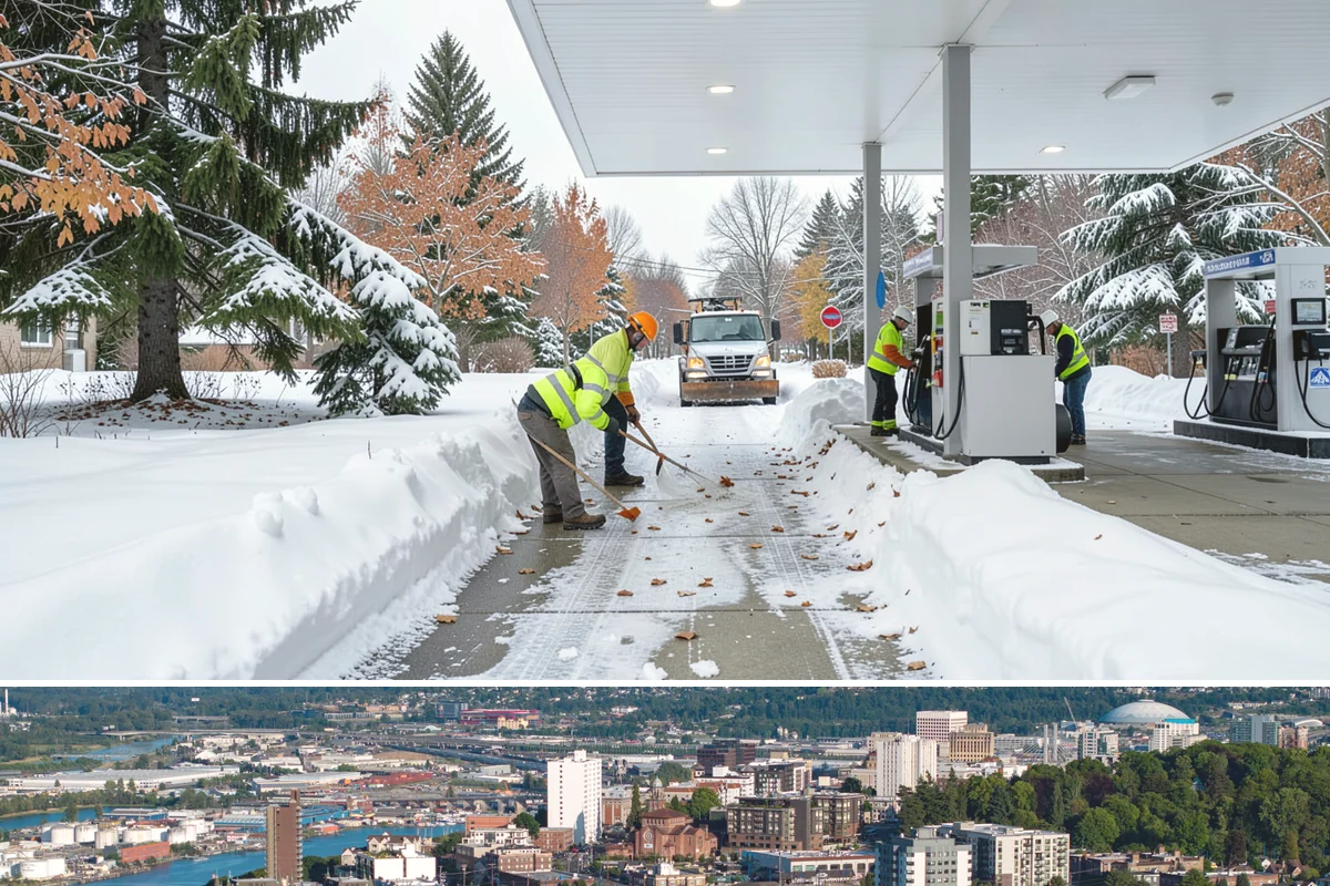 Distribution Center Snow Removal in Tacoma, Pierce County, WA - Peak demand runs December through February when lowland cold snaps ice over yards that stayed wet during the day.