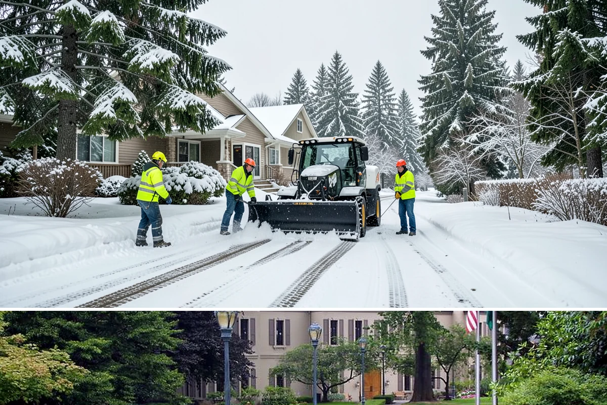 Distribution Center Snow Removal in Woodinville, King County, WA - Peak demand runs December through February when lowland cold snaps ice over yards that stayed wet during the day.