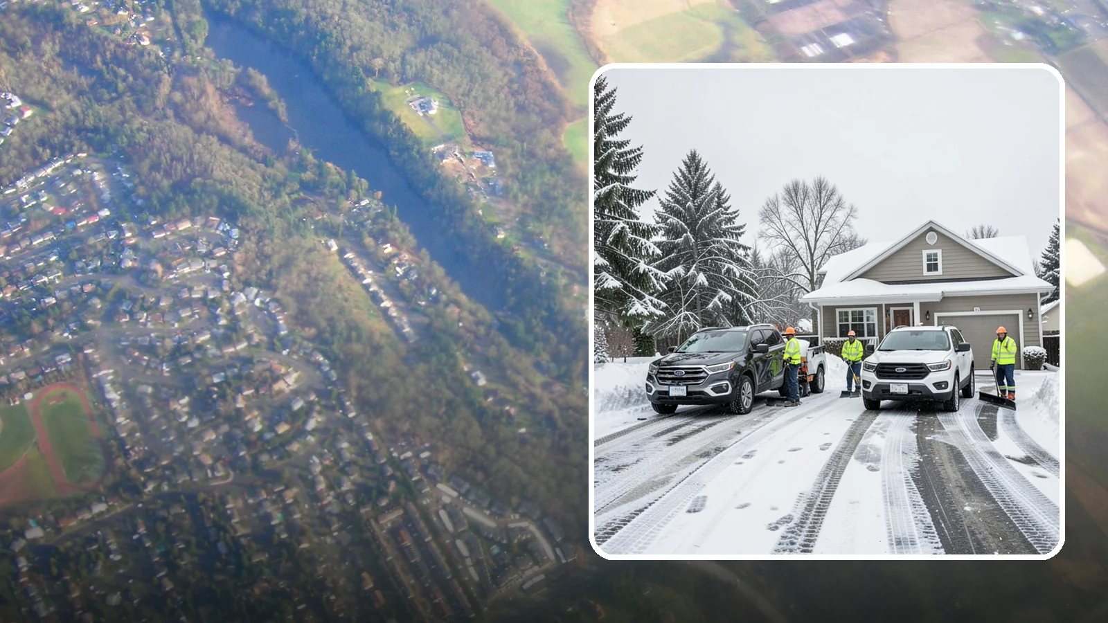 Double Driveway Snow Removal in Algona, King County, WA - We clear wide two-car driveways completely so both vehicles are ready to go after a storm.
