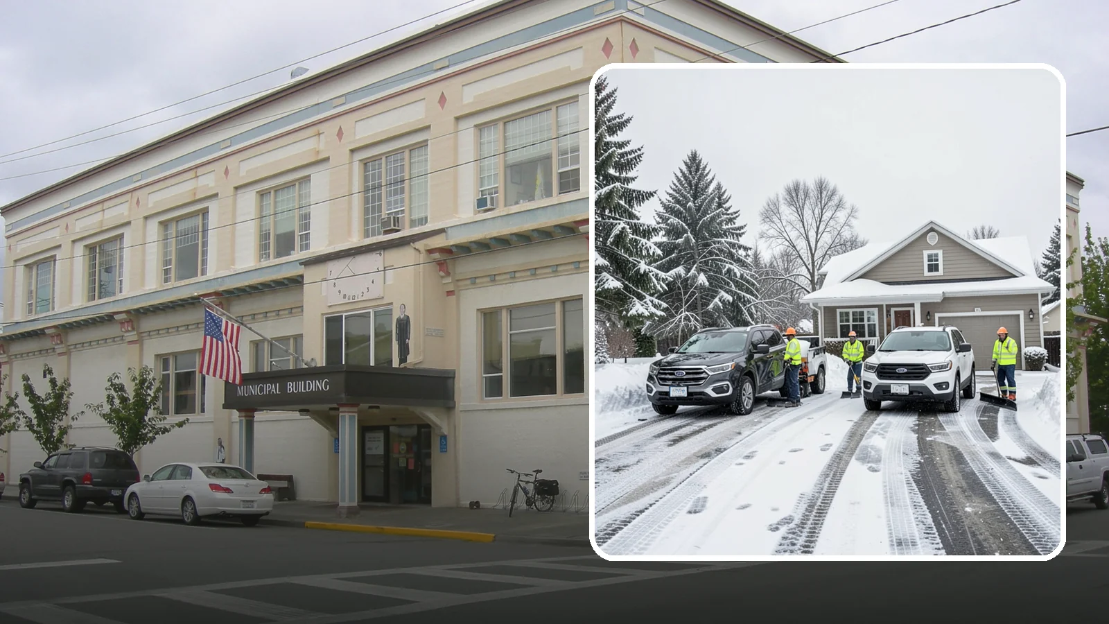 Double Driveway Snow Removal in Anacortes, Skagit County, WA - We clear wide two-car driveways completely so both vehicles are ready to go after a storm.