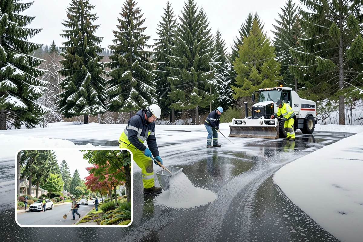 Double Driveway Snow Removal in Beaux Arts Village, King County, WA - Clears the full two-car width