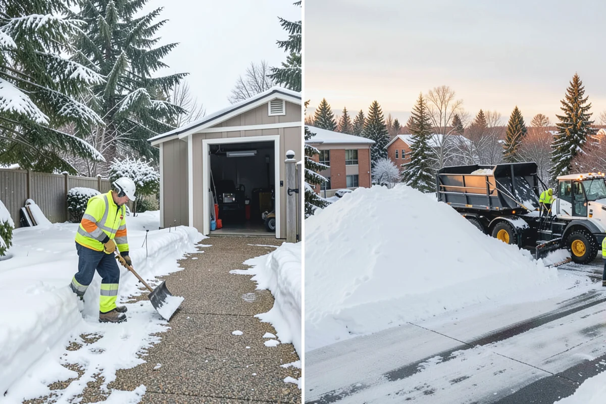 Double Driveway Snow Removal in Beaux Arts Village, King County, WA - We plow or blow the full driveway width