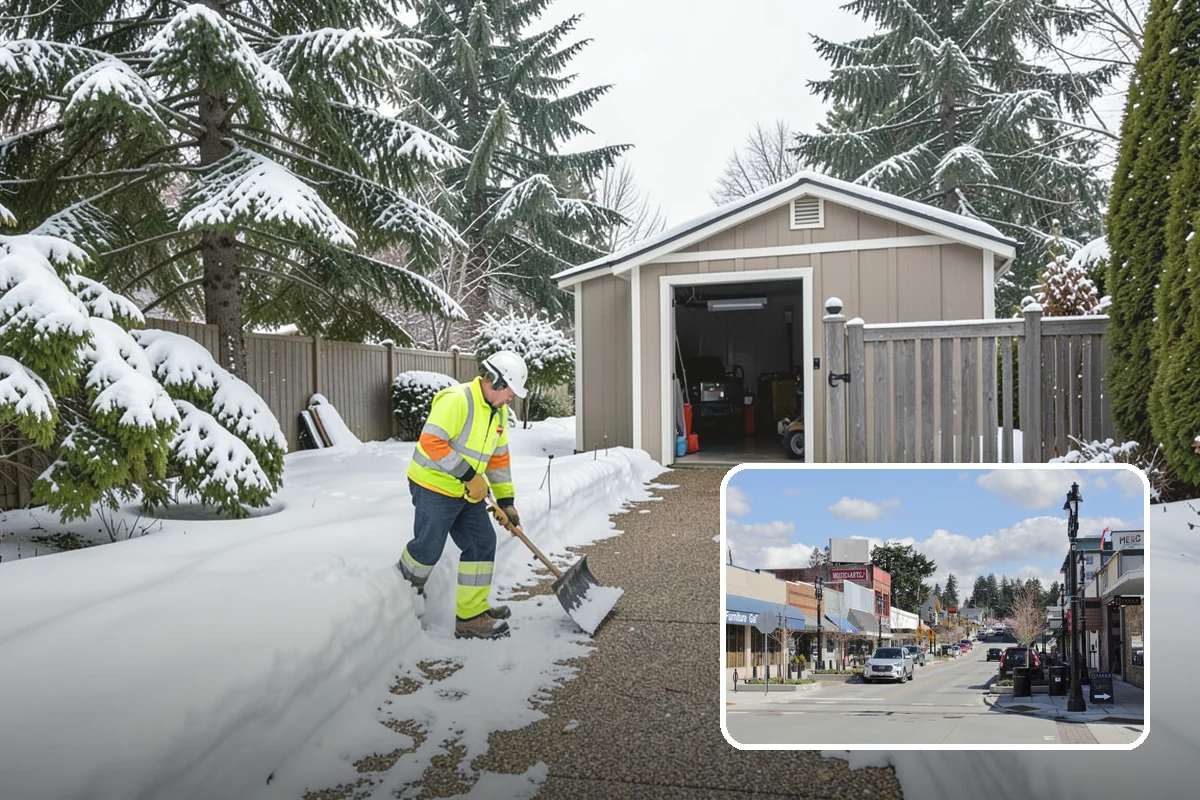 Double Driveway Snow Removal in Bothell, King County, WA - Clears the full two-car width