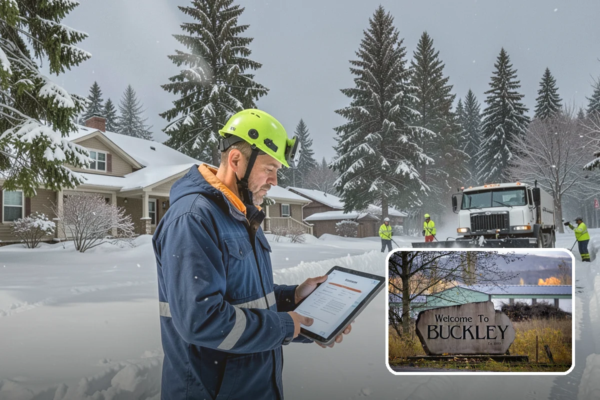 Double Driveway Snow Removal in Buckley, Pierce County, WA - Clears the full two-car width