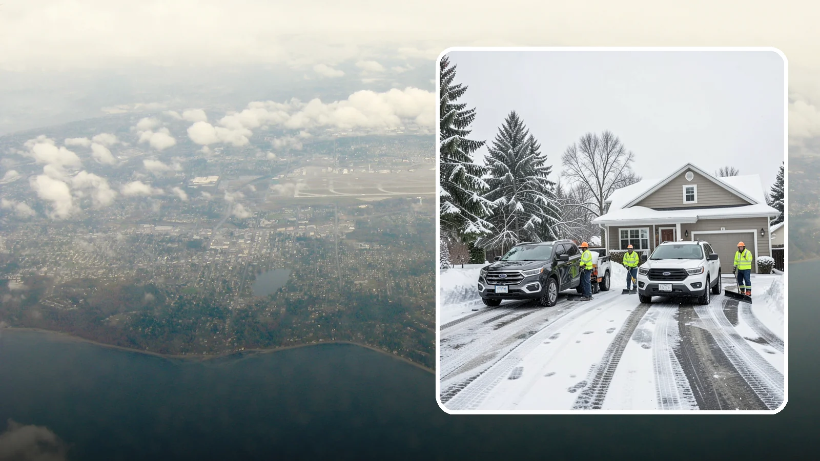 Double Driveway Snow Removal in Burien, King County, WA - We clear wide two-car driveways completely so both vehicles are ready to go after a storm.
