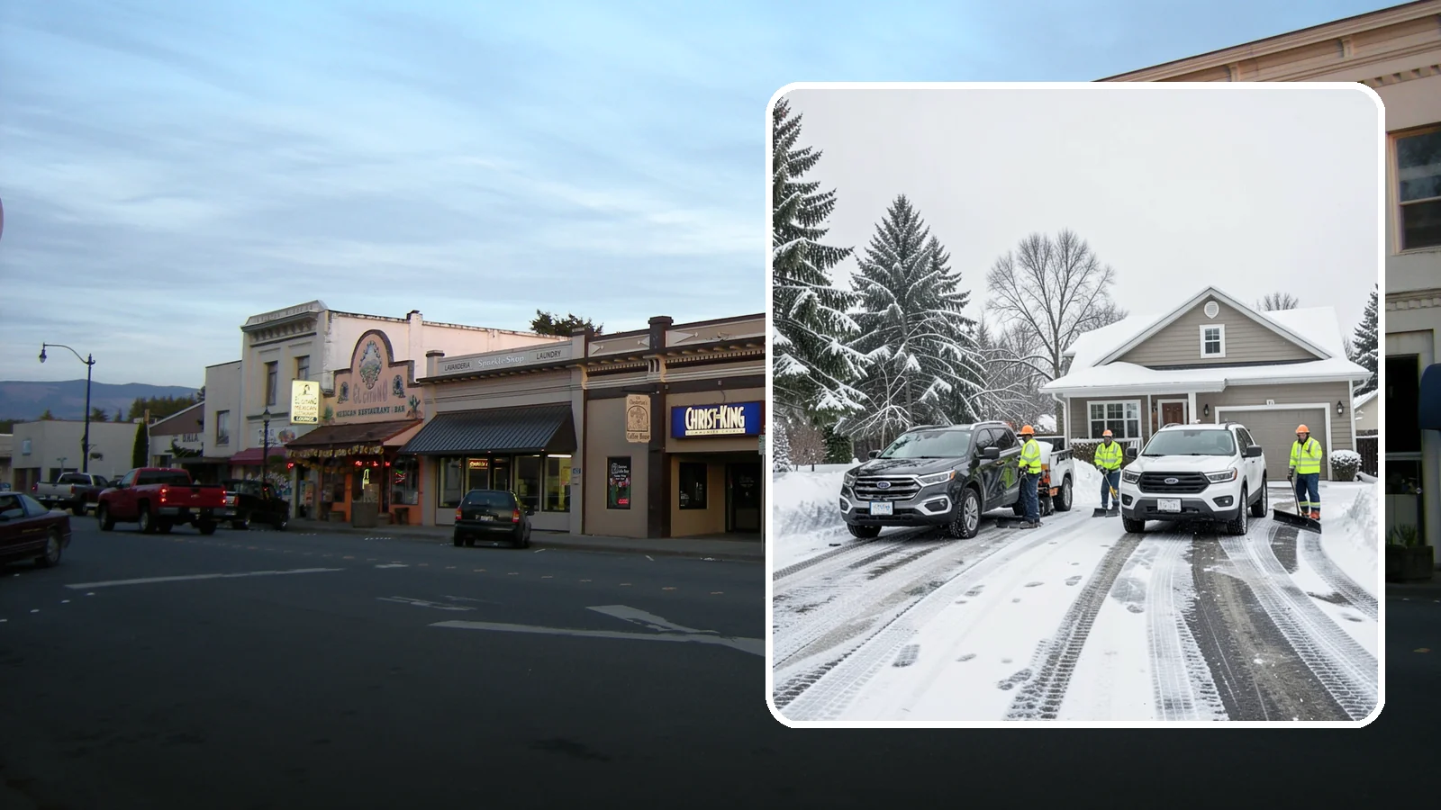 Double Driveway Snow Removal in Burlington, Skagit County, WA - We clear wide two-car driveways completely so both vehicles are ready to go after a storm.