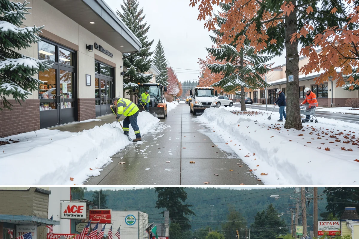 Double Driveway Snow Removal in Carnation, King County, WA - Double driveway clearing peaks during the midwinter snow window.