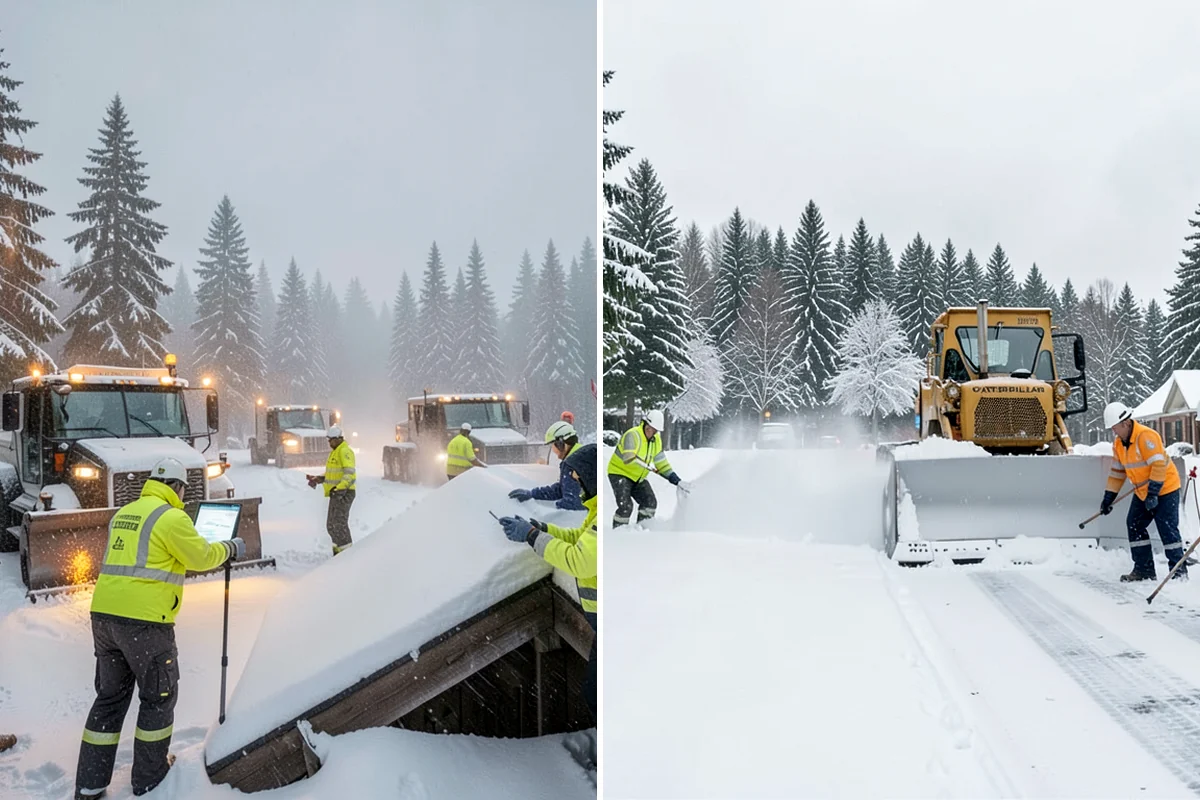 Double Driveway Snow Removal in Clyde Hill, King County, WA - We plow or blow the full driveway width