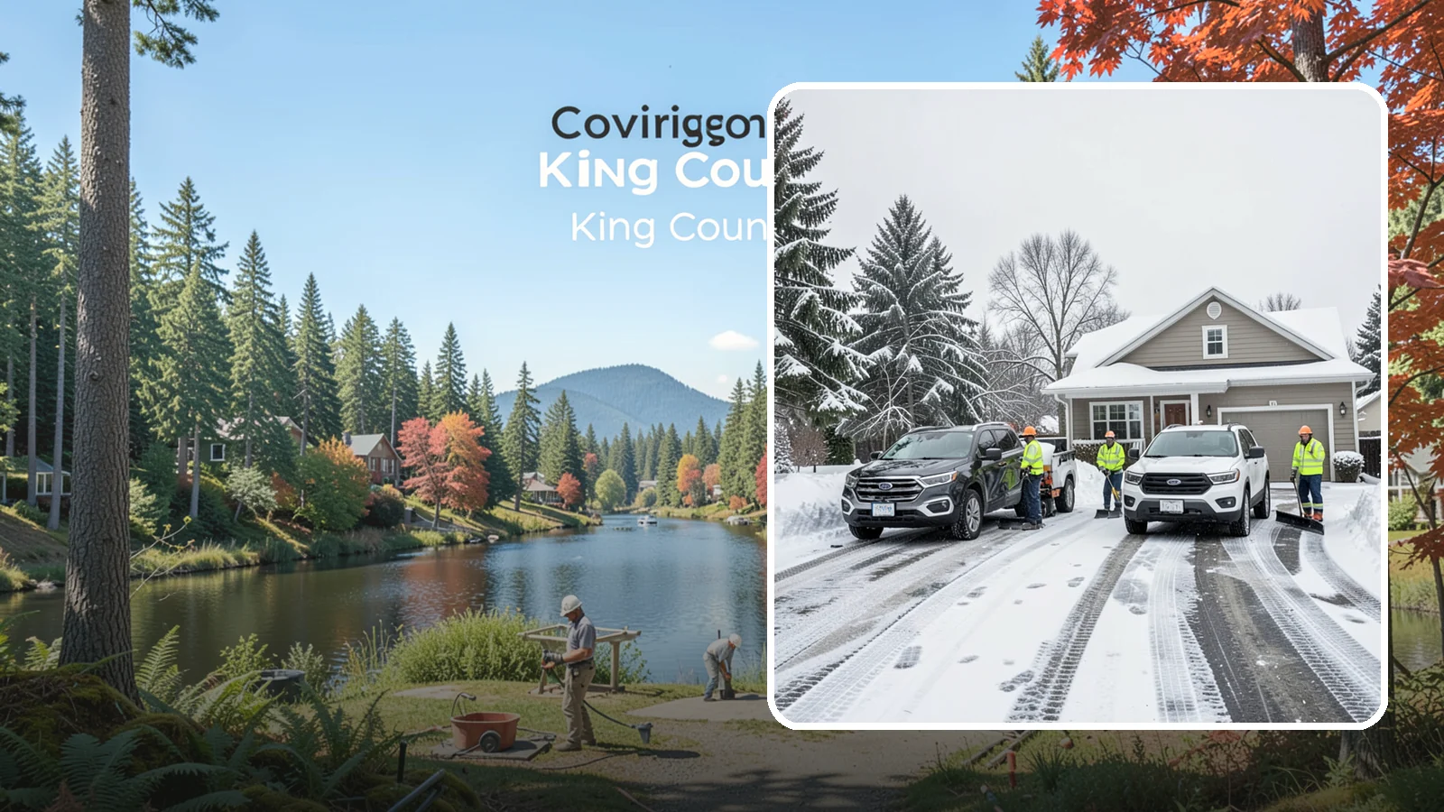 Double Driveway Snow Removal in Covington, King County, WA - We clear wide two-car driveways completely so both vehicles are ready to go after a storm.