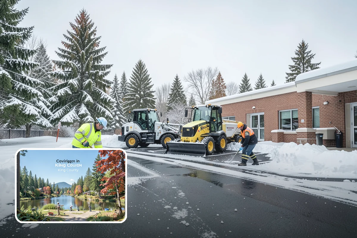 Double Driveway Snow Removal in Covington, King County, WA - Clears the full two-car width