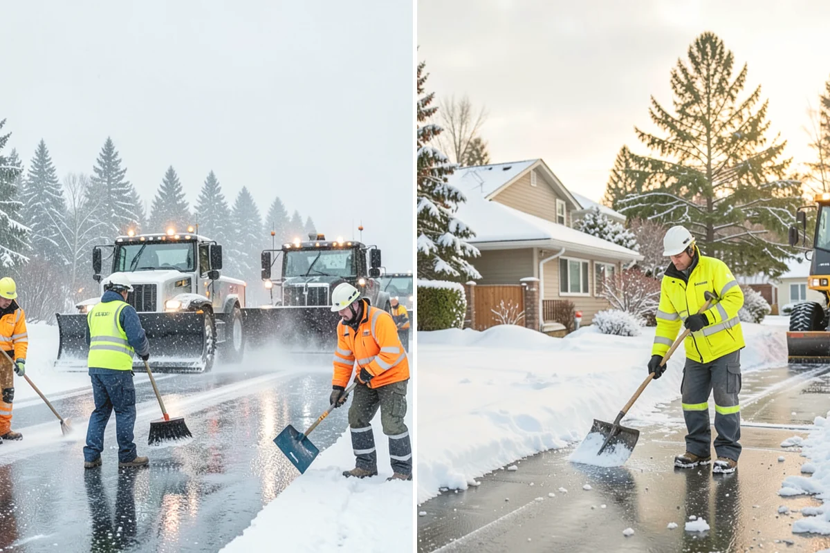 Double Driveway Snow Removal in Covington, King County, WA - We plow or blow the full driveway width