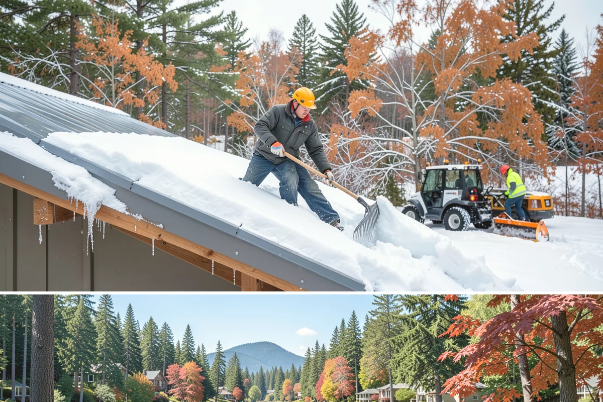 Double Driveway Snow Removal in Covington, King County, WA - Double driveway clearing peaks during the midwinter snow window.