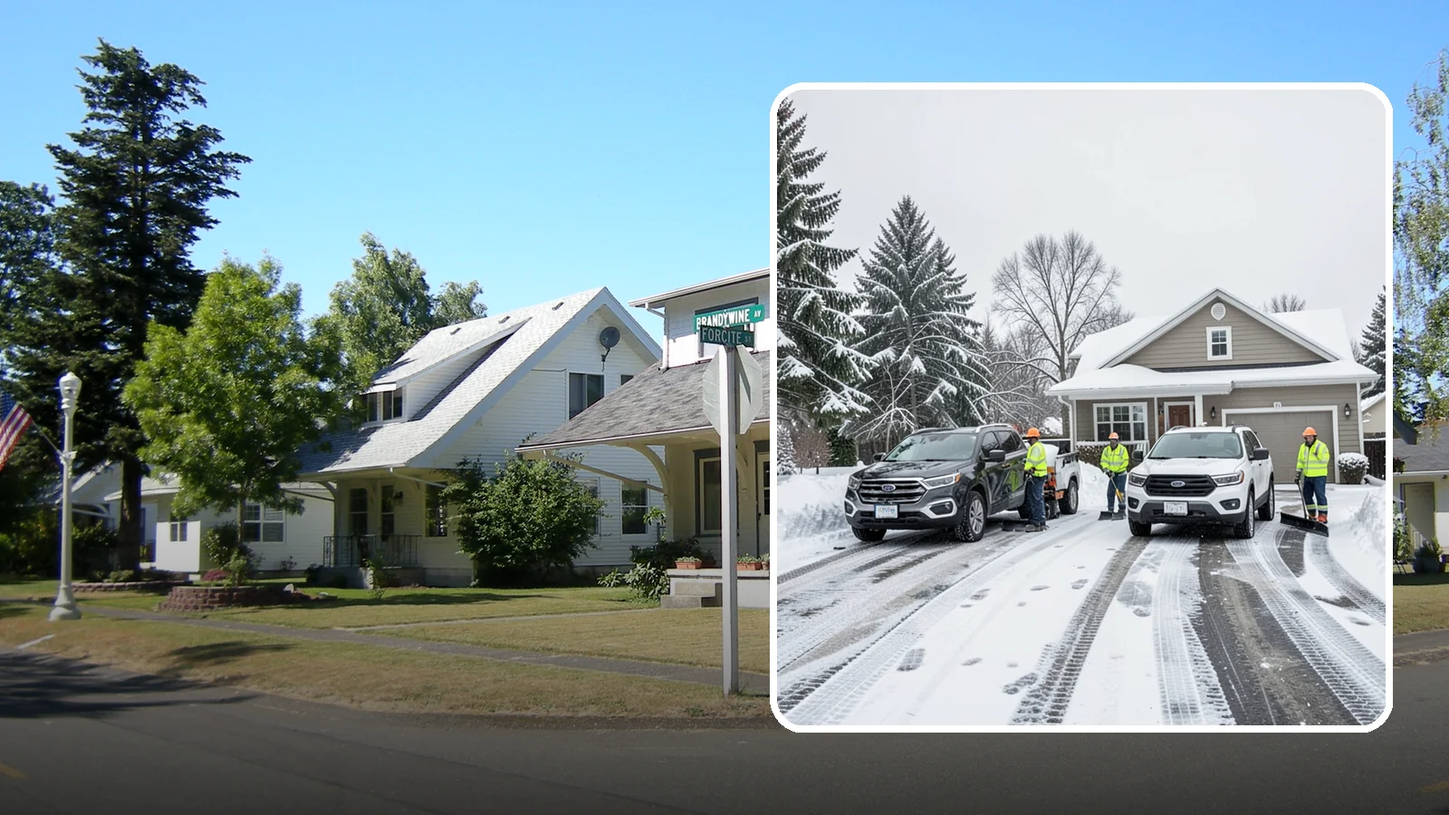 Double Driveway Snow Removal in DuPont, Pierce County, WA - We clear wide two-car driveways completely so both vehicles are ready to go after a storm.