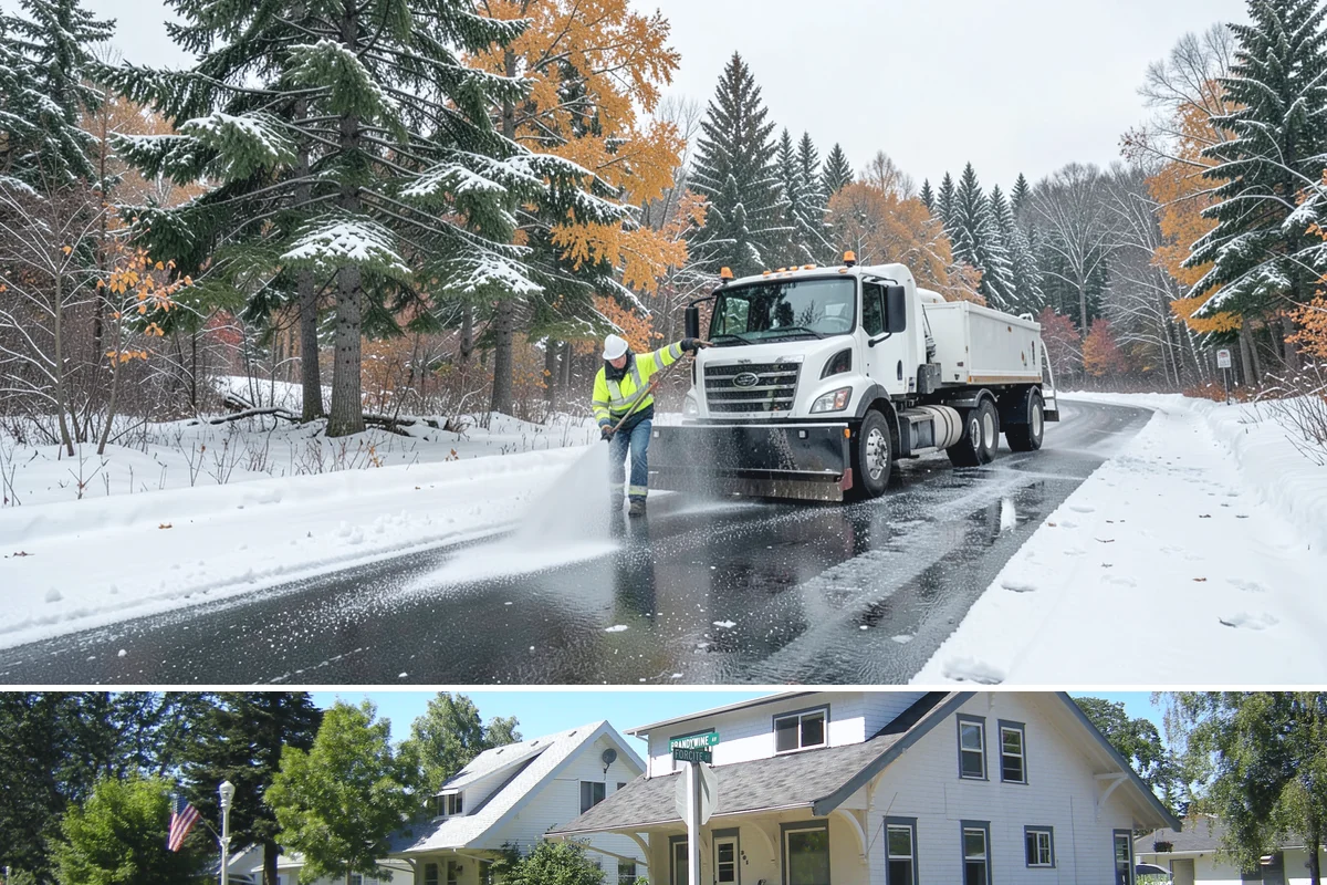Double Driveway Snow Removal in DuPont, Pierce County, WA - Double driveway clearing peaks during the midwinter snow window.