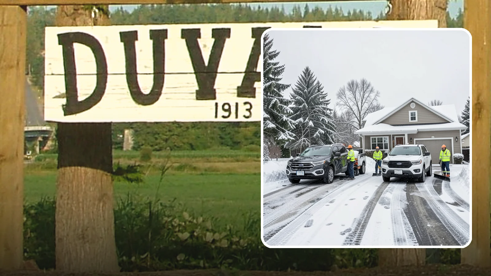 Double Driveway Snow Removal in Duvall, King County, WA - We clear wide two-car driveways completely so both vehicles are ready to go after a storm.