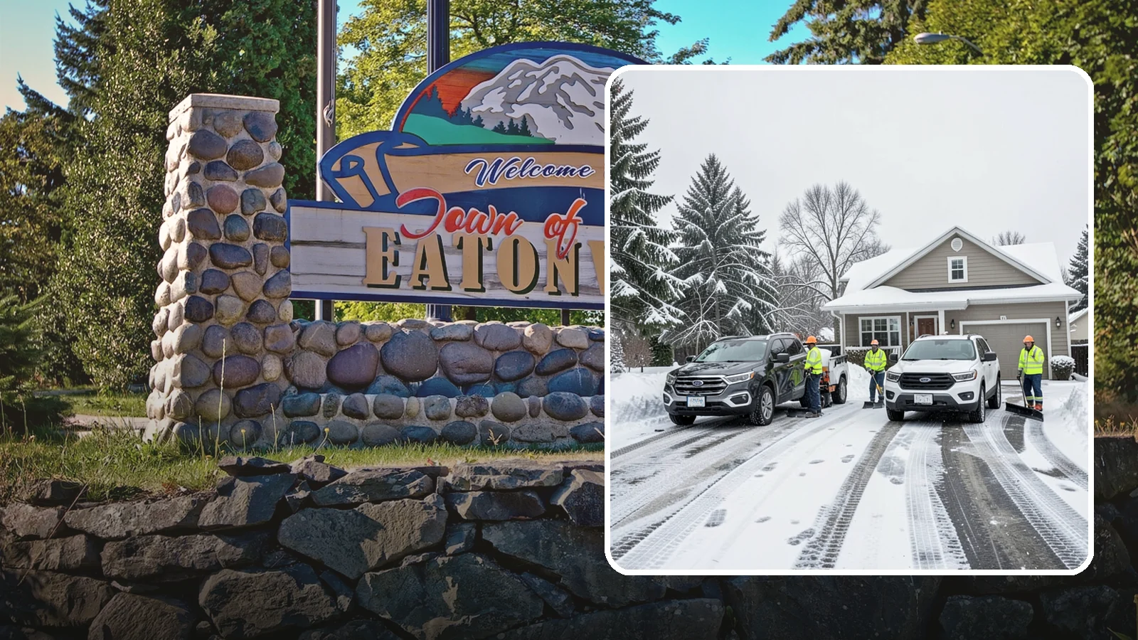 Double Driveway Snow Removal in Eatonville, Pierce County, WA - We clear wide two-car driveways completely so both vehicles are ready to go after a storm.