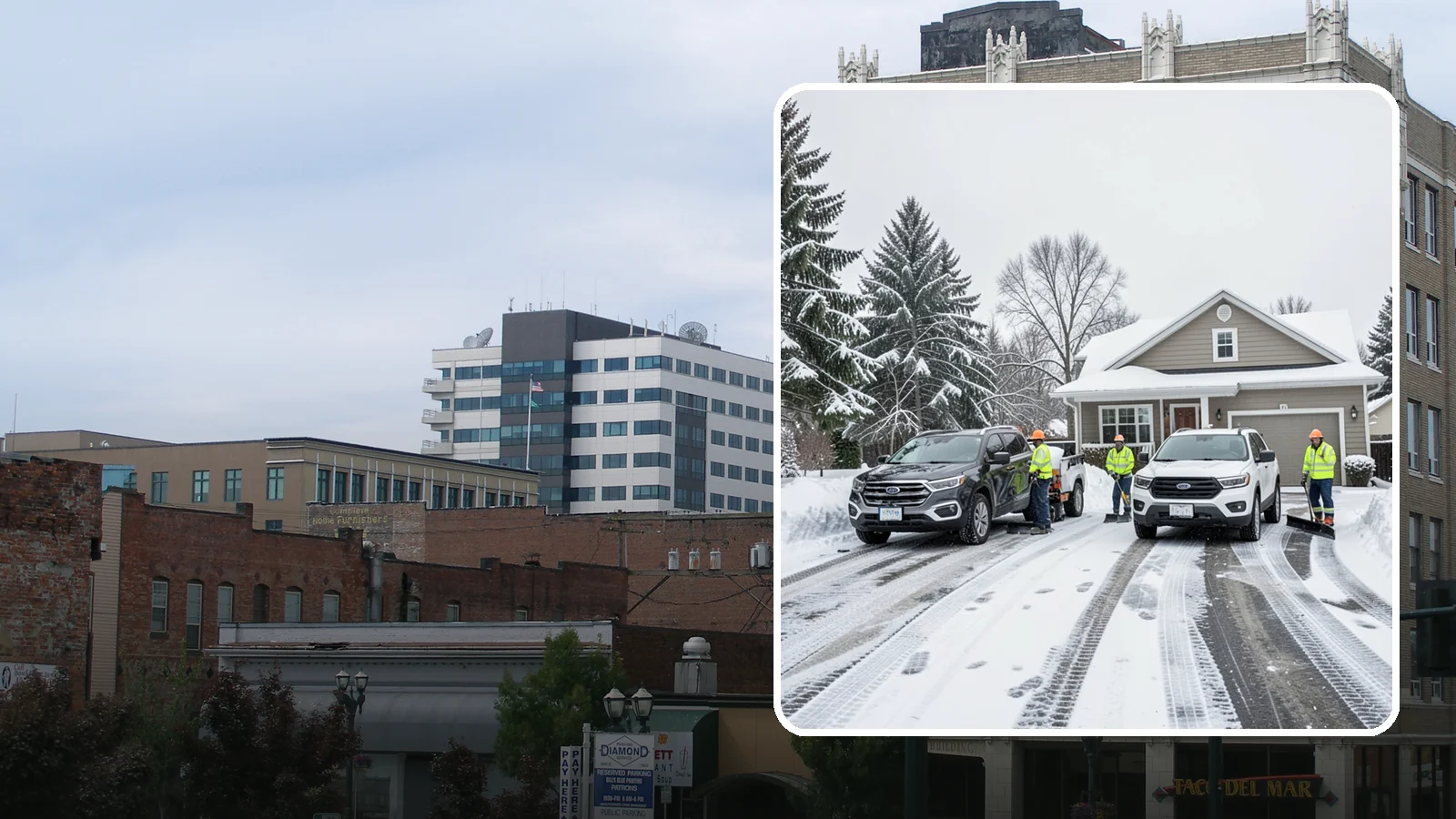 Double Driveway Snow Removal in Everett, Snohomish County, WA - We clear wide two-car driveways completely so both vehicles are ready to go after a storm.