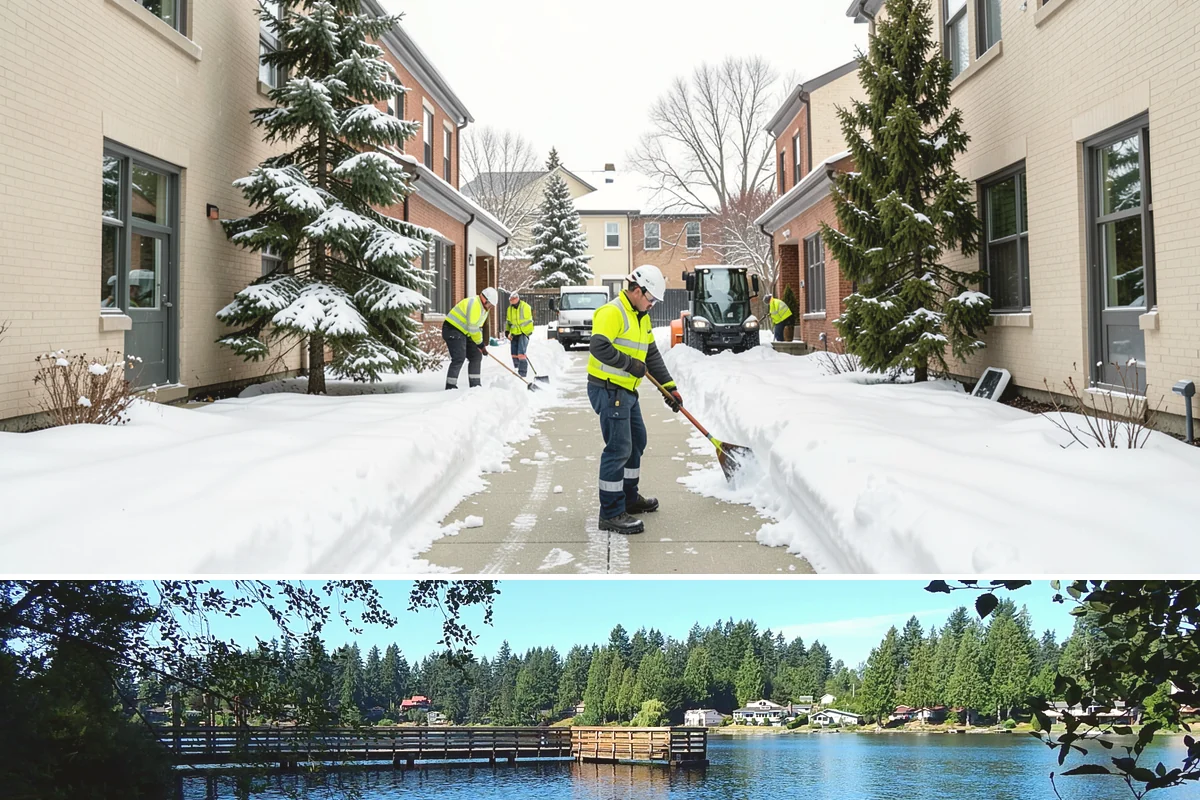 Double Driveway Snow Removal in Federal Way, King County, WA - Double driveway clearing peaks during the midwinter snow window.