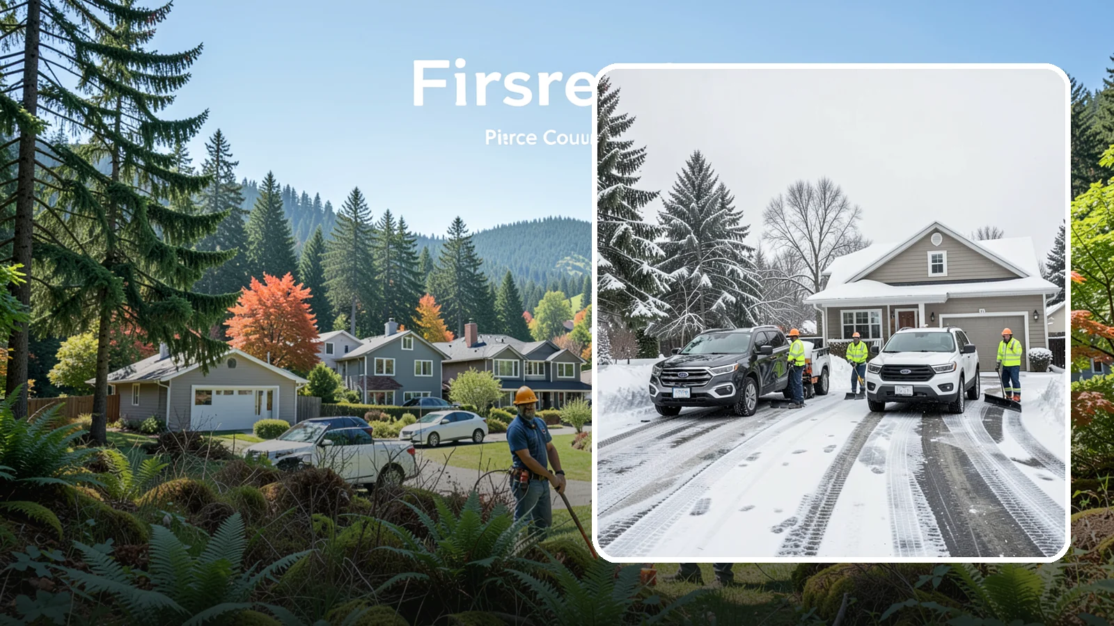 Double Driveway Snow Removal in Fircrest, Pierce County, WA - We clear wide two-car driveways completely so both vehicles are ready to go after a storm.