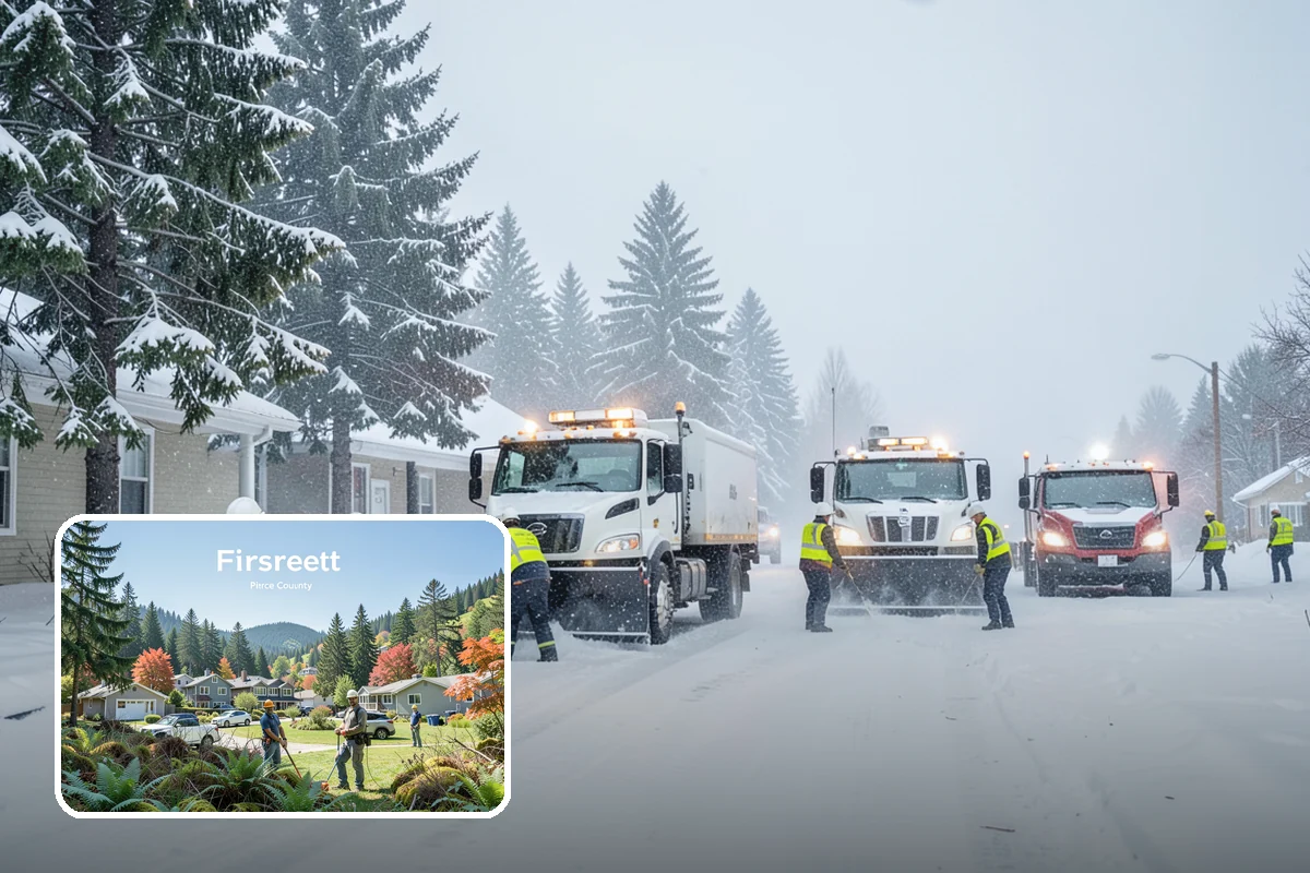Double Driveway Snow Removal in Fircrest, Pierce County, WA - Clears the full two-car width