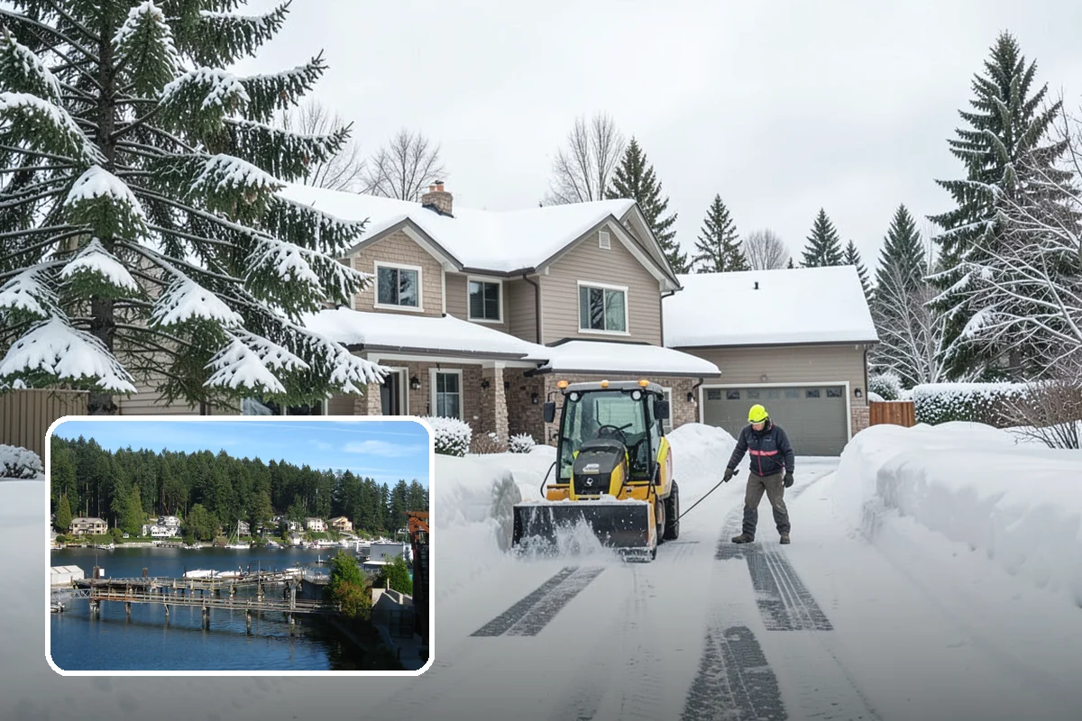 Double Driveway Snow Removal in Gig Harbor, Pierce County, WA - Clears the full two-car width