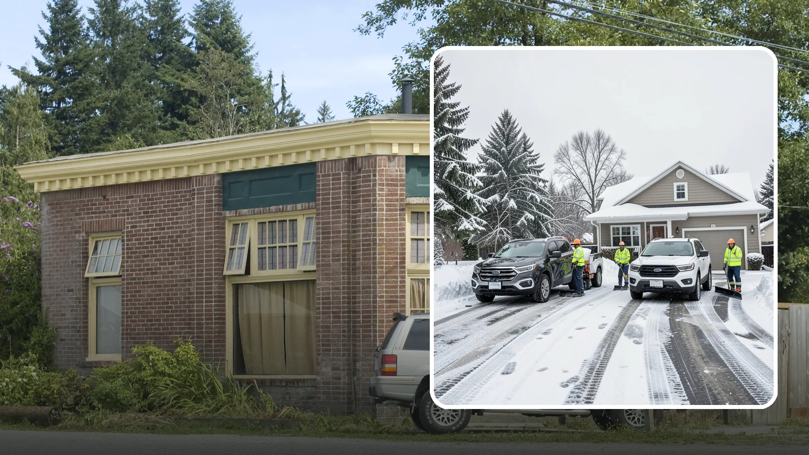 Double Driveway Snow Removal in Hamilton, Skagit County, WA - We clear wide two-car driveways completely so both vehicles are ready to go after a storm.