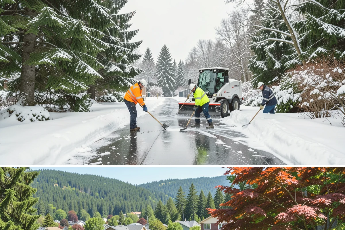 Double Driveway Snow Removal in Index, Snohomish County, WA - Double driveway clearing peaks during the midwinter snow window.